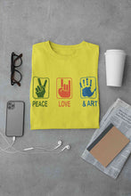 Load image into Gallery viewer, Peace Love And Art Women Half Sleeves T-shirt- KidsFashionVilla
