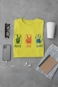 Peace Love And Art Women Half Sleeves T-shirt- KidsFashionVilla