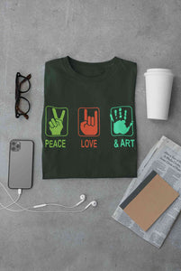 Peace Love And Art Women Half Sleeves T-shirt- KidsFashionVilla