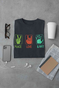 Peace Love And Art Women Half Sleeves T-shirt- KidsFashionVilla