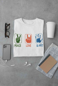 Peace Love And Art Women Half Sleeves T-shirt- KidsFashionVilla