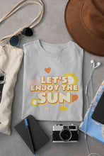 Load image into Gallery viewer, Lets Enjoy The Sun Quote Women Half Sleeves T-shirt- KidsFashionVilla
