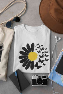 Cute Butterfly Daizy Graphic Women Half Sleeves T-shirt- KidsFashionVilla