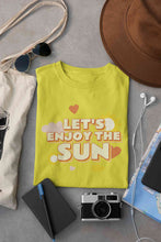 Load image into Gallery viewer, Lets Enjoy The Sun Quote Women Half Sleeves T-shirt- KidsFashionVilla

