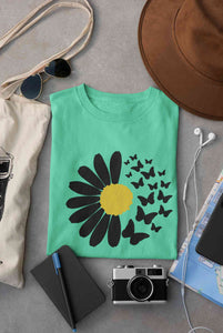 Cute Butterfly Daizy Graphic Women Half Sleeves T-shirt- KidsFashionVilla