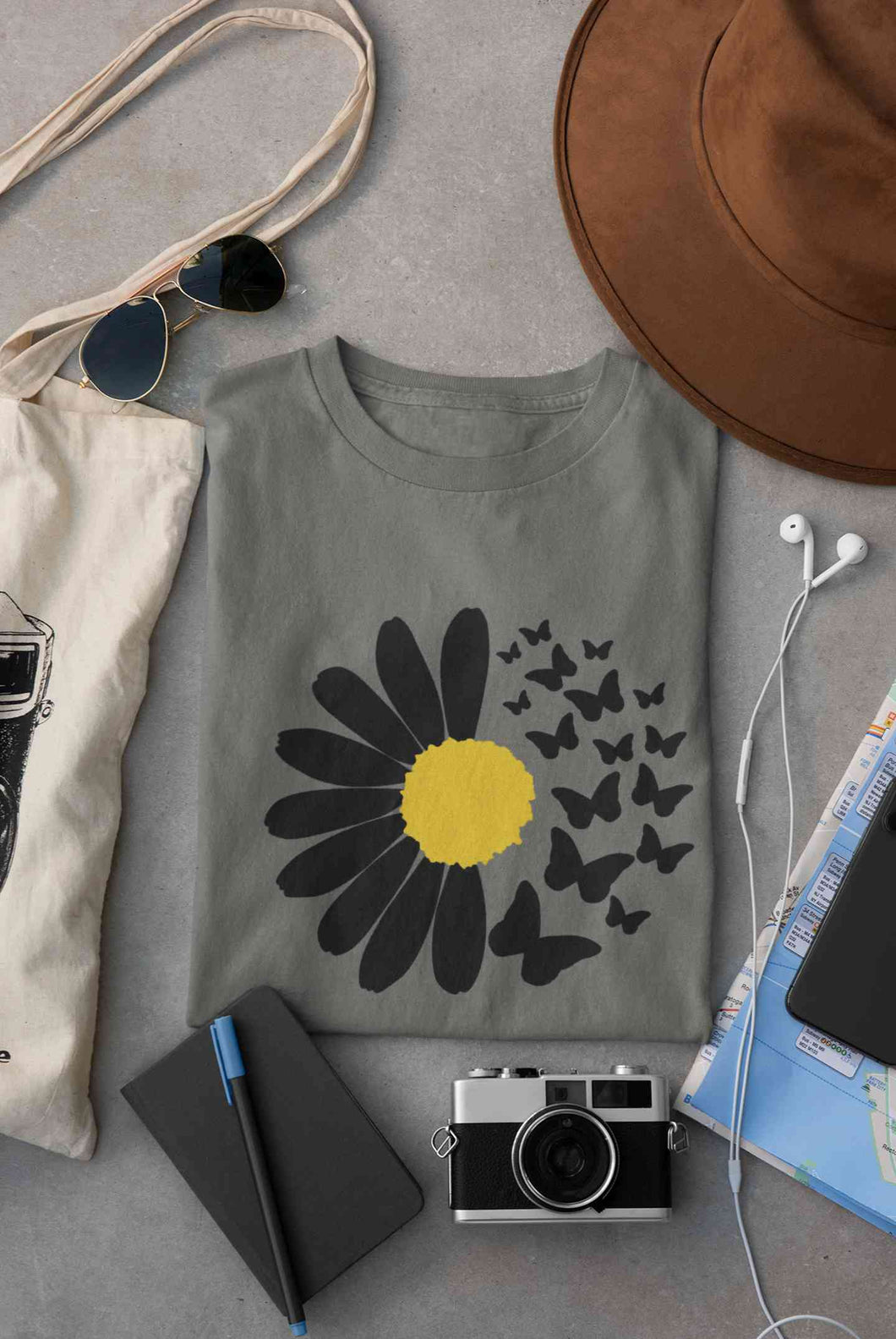 Cute Butterfly Daizy Graphic Women Half Sleeves T-shirt- KidsFashionVilla