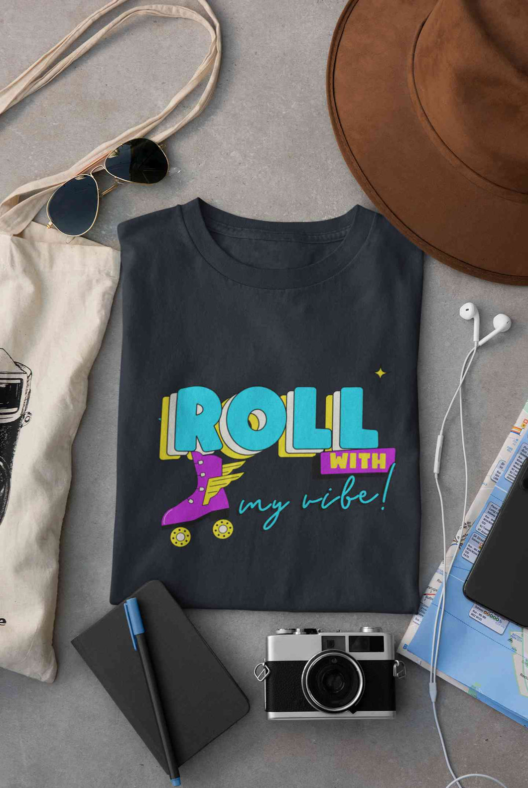 Roll With My Vibe Retro 90s Nostalgia Theme Women Half Sleeves T-shirt- KidsFashionVilla
