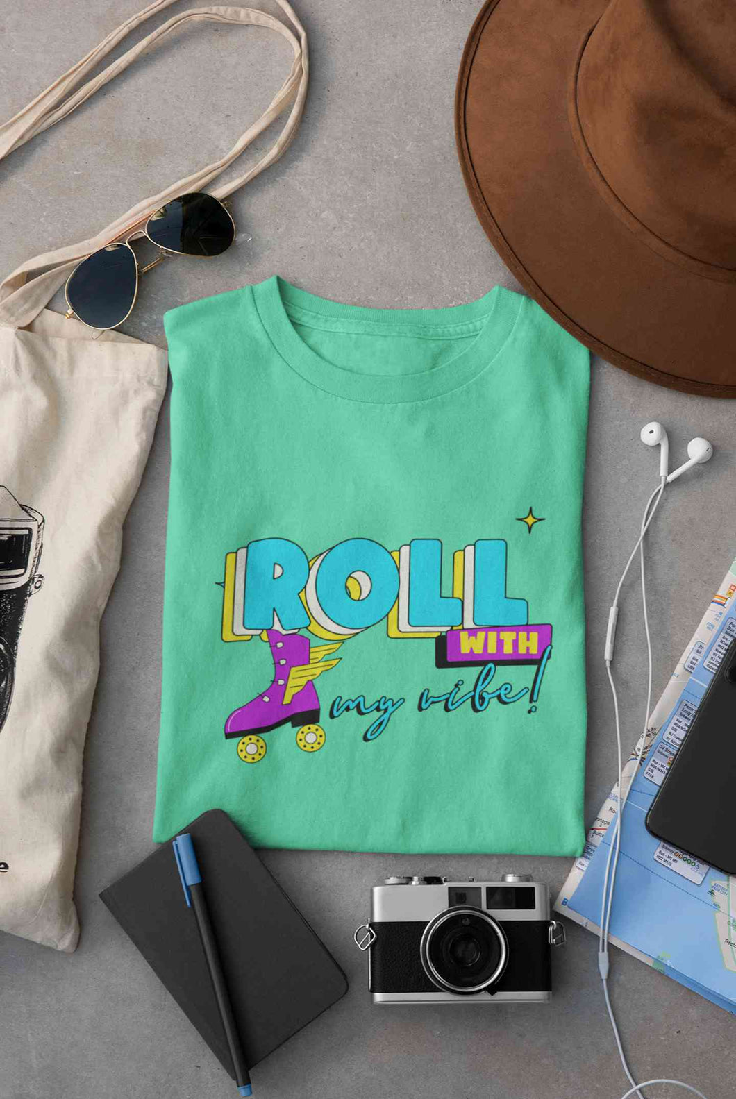 Roll With My Vibe Retro 90s Nostalgia Theme Women Half Sleeves T-shirt- KidsFashionVilla