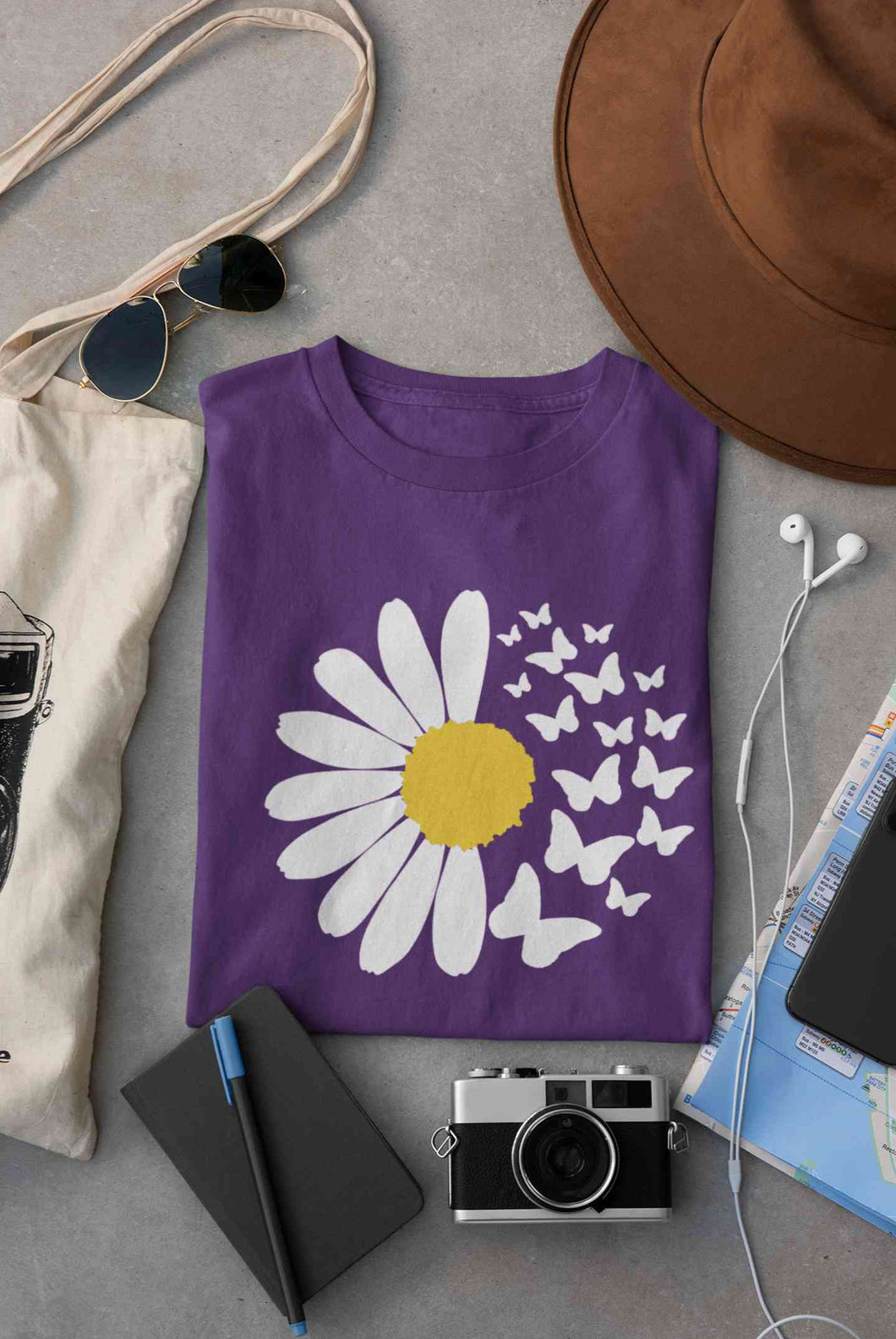 Cute Butterfly Daizy Graphic Women Half Sleeves T-shirt- KidsFashionVilla