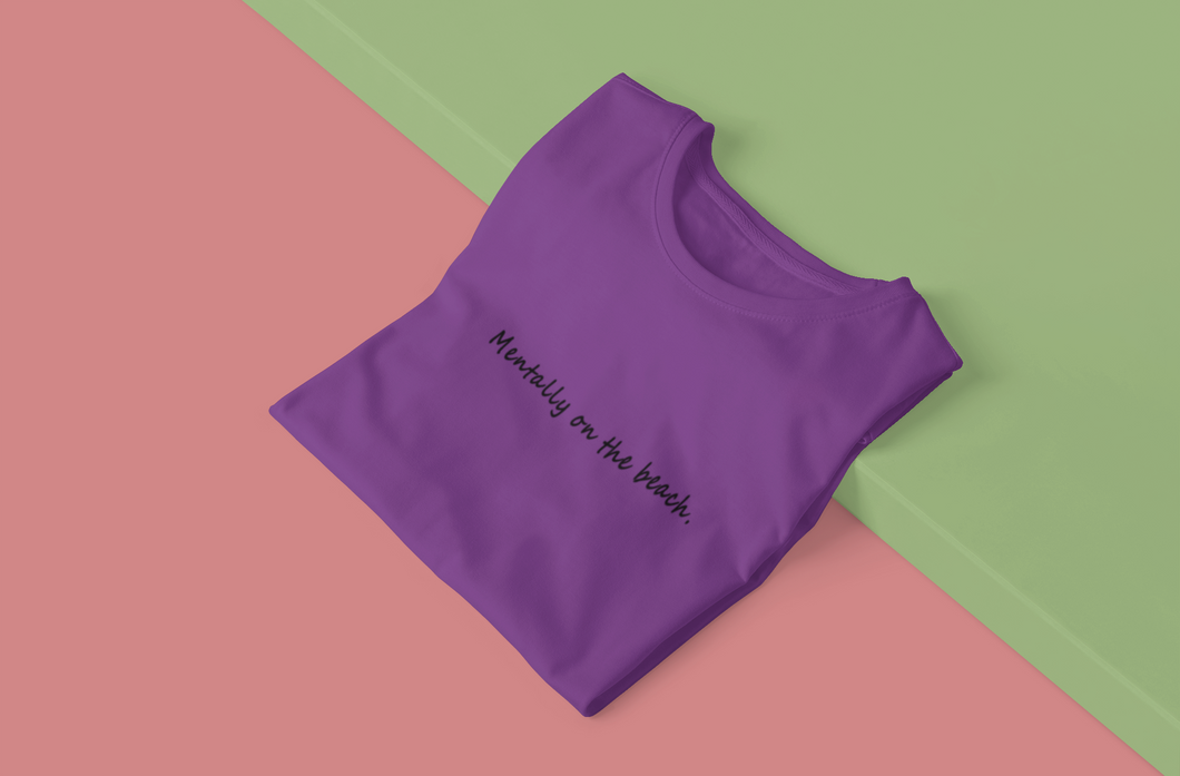 Mentally on the Beach Minimal Women Half Sleeves T-shirt- KidsFashionVilla