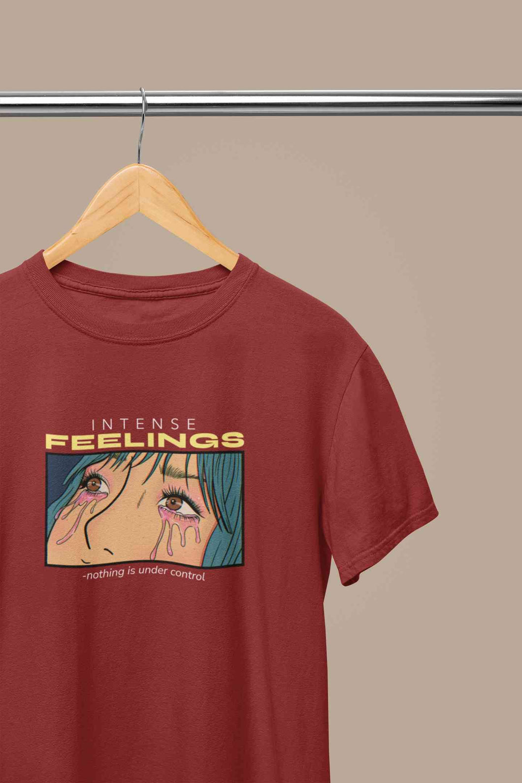 Anime Theme Intense Feelings Quotes Mens Half Sleeves T-shirt- KidsFashionVilla