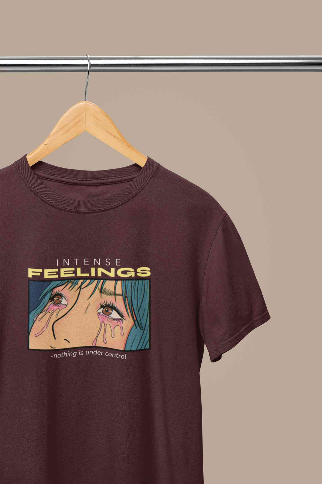 Anime Theme Intense Feelings Quotes Mens Half Sleeves T-shirt- KidsFashionVilla