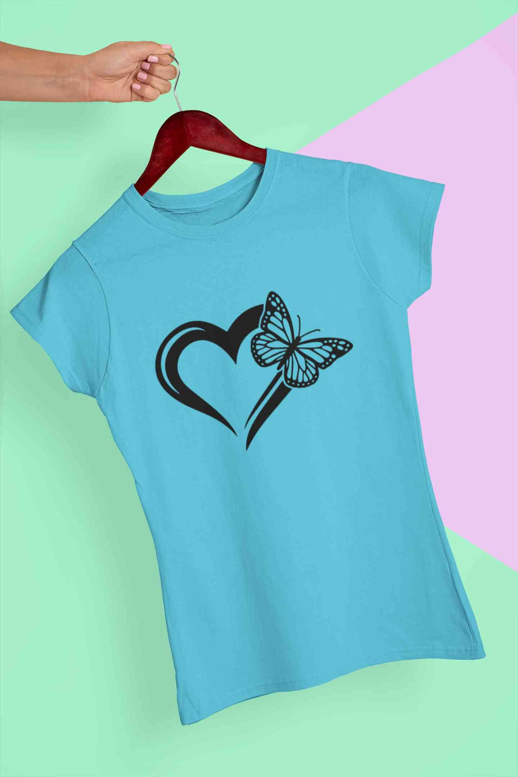 Heart Butterfly Vector Women Half Sleeves T-shirt- KidsFashionVilla
