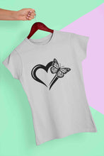 Load image into Gallery viewer, Heart Butterfly Vector Women Half Sleeves T-shirt- KidsFashionVilla
