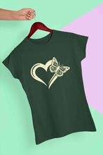 Load image into Gallery viewer, Heart Butterfly Vector Women Half Sleeves T-shirt- KidsFashionVilla
