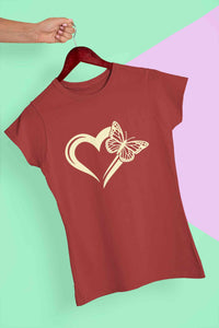 Heart Butterfly Vector Women Half Sleeves T-shirt- KidsFashionVilla