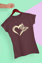 Load image into Gallery viewer, Heart Butterfly Vector Women Half Sleeves T-shirt- KidsFashionVilla
