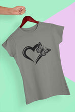 Load image into Gallery viewer, Heart Butterfly Vector Women Half Sleeves T-shirt- KidsFashionVilla
