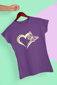 Heart Butterfly Vector Women Half Sleeves T-shirt- KidsFashionVilla