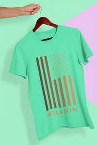 Melanin USA Flag Women Half Sleeves T-shirt- KidsFashionVilla