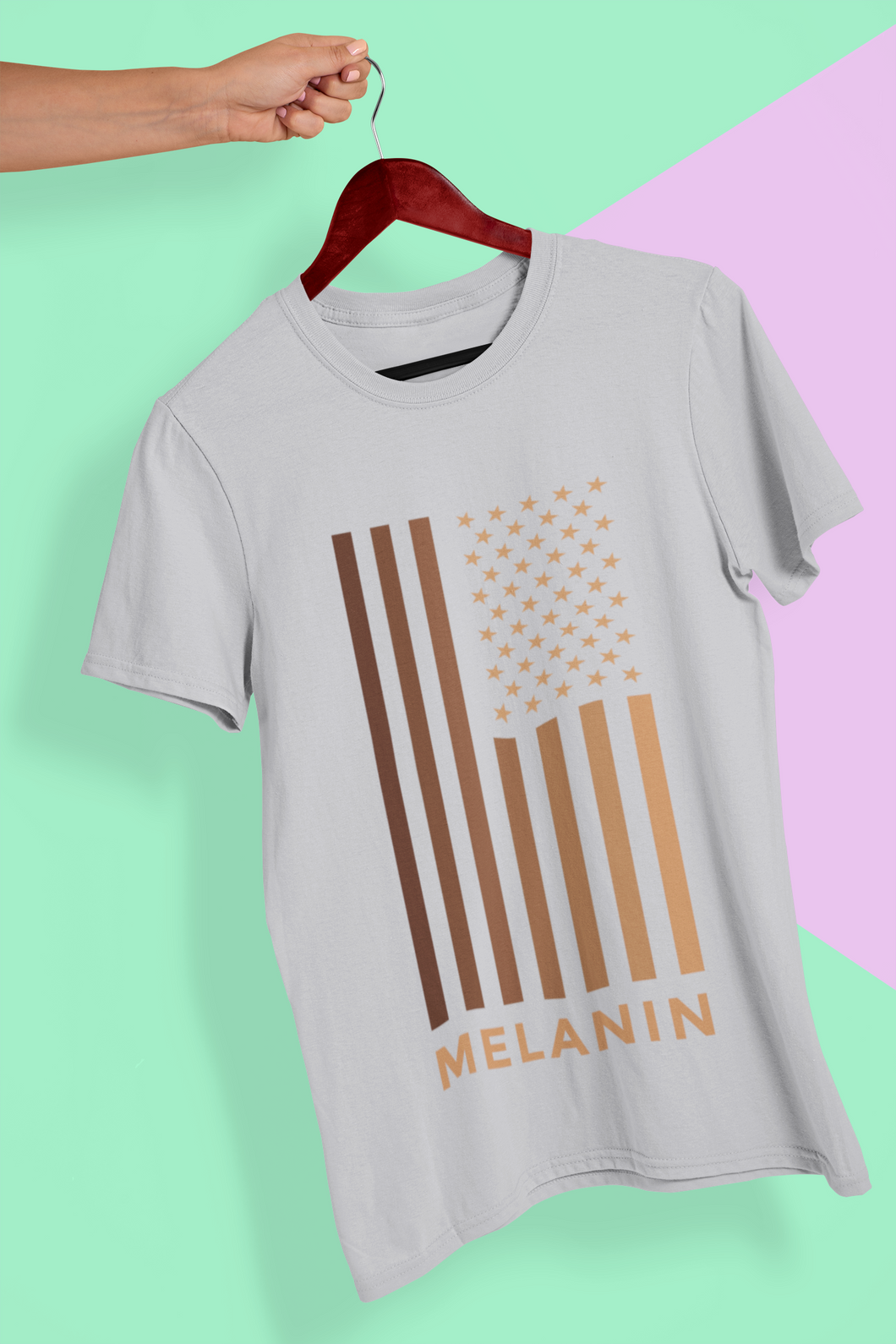 Melanin USA Flag Mens Half Sleeves T-shirt- KidsFashionVilla