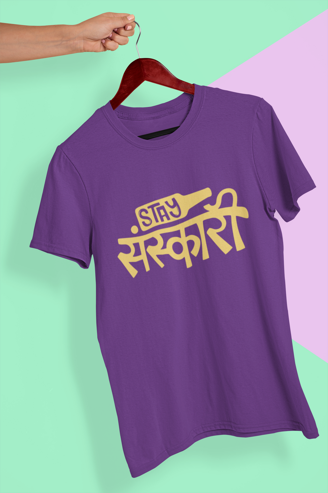 Stay Sanskari Women Half Sleeves T-shirt- KidsFashionVilla