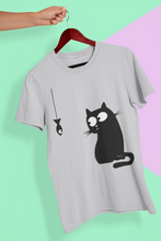 Load image into Gallery viewer, Cat Staring At Fish Women Half Sleeves T-shirt- KidsFashionVilla
