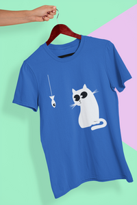 Cat Staring At Fish Women Half Sleeves T-shirt- KidsFashionVilla