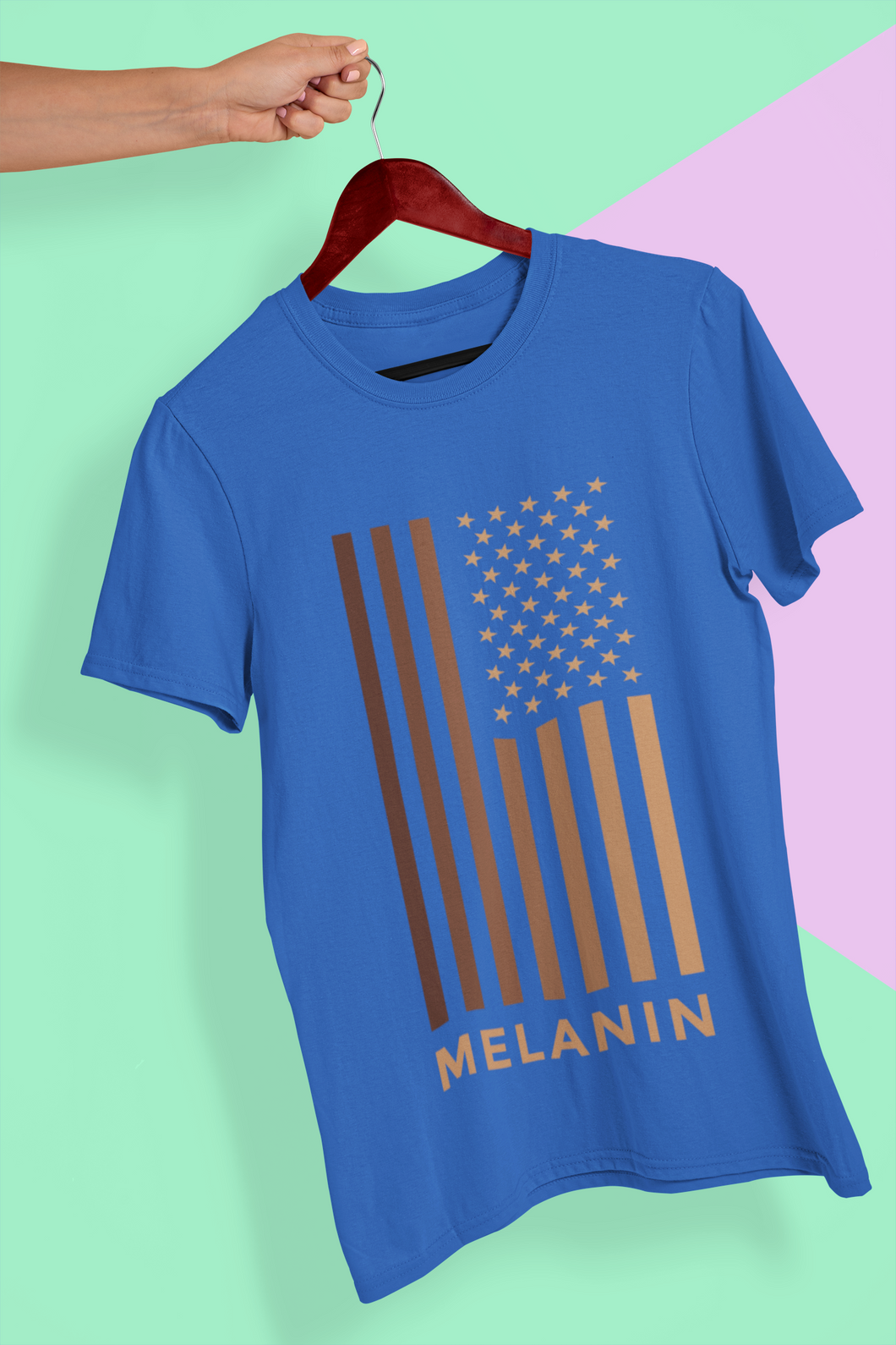 Melanin USA Flag Mens Half Sleeves T-shirt- KidsFashionVilla