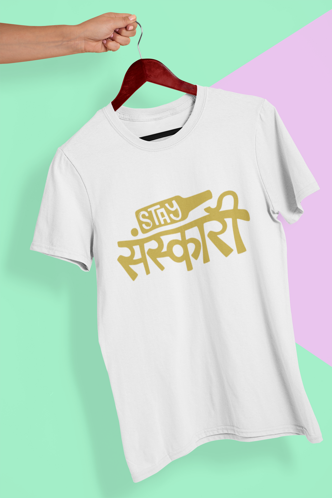 Stay Sanskari Women Half Sleeves T-shirt- KidsFashionVilla
