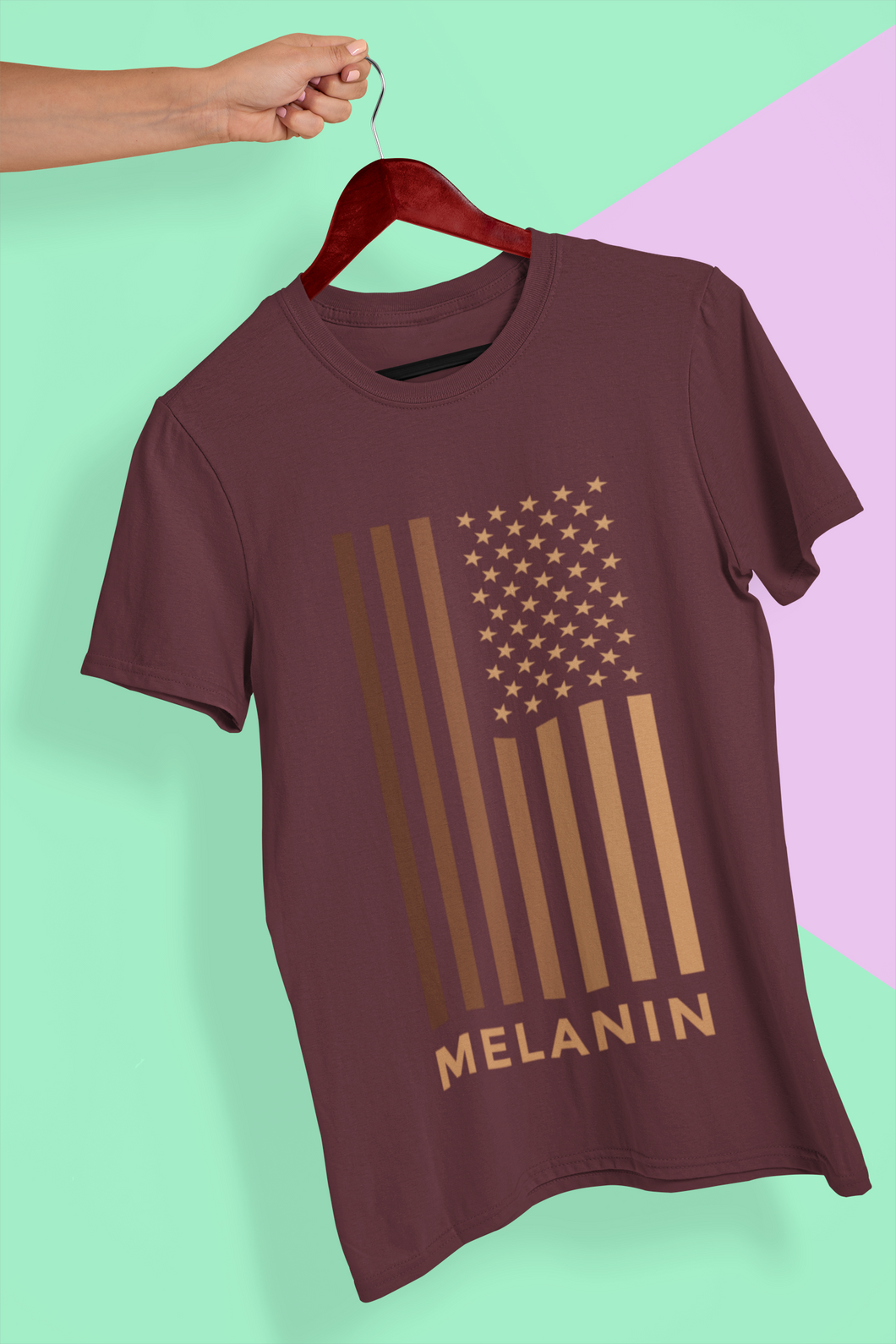 Melanin USA Flag Mens Half Sleeves T-shirt- KidsFashionVilla