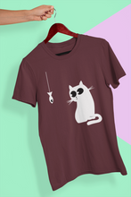 Load image into Gallery viewer, Cat Staring At Fish Mens Half Sleeves T-shirt- KidsFashionVilla
