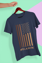 Load image into Gallery viewer, Melanin USA Flag Mens Half Sleeves T-shirt- KidsFashionVilla
