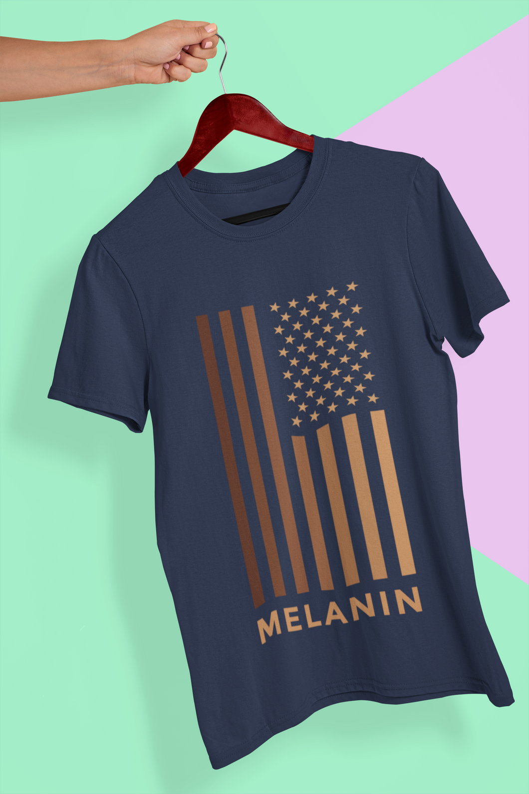 Melanin USA Flag Mens Half Sleeves T-shirt- KidsFashionVilla