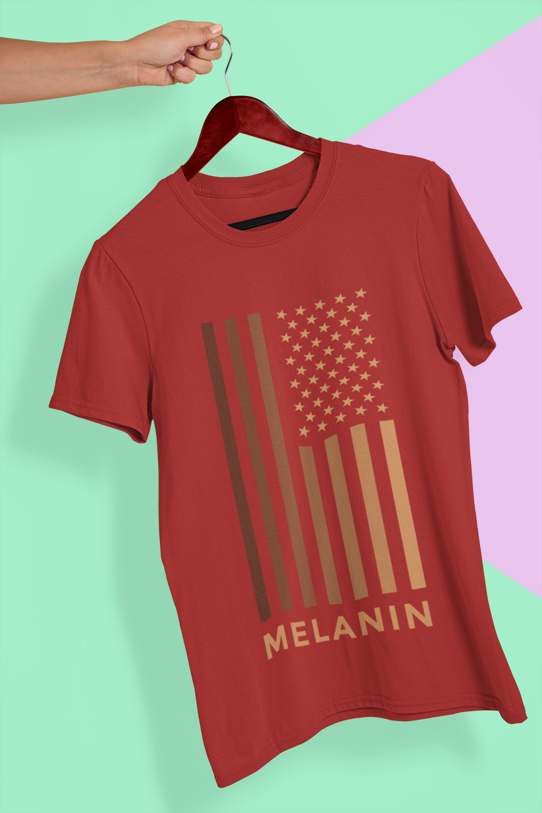 Melanin USA Flag Mens Half Sleeves T-shirt- KidsFashionVilla