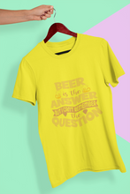 Load image into Gallery viewer, Beer Is The Answer Women Half Sleeves T-shirt- KidsFashionVilla
