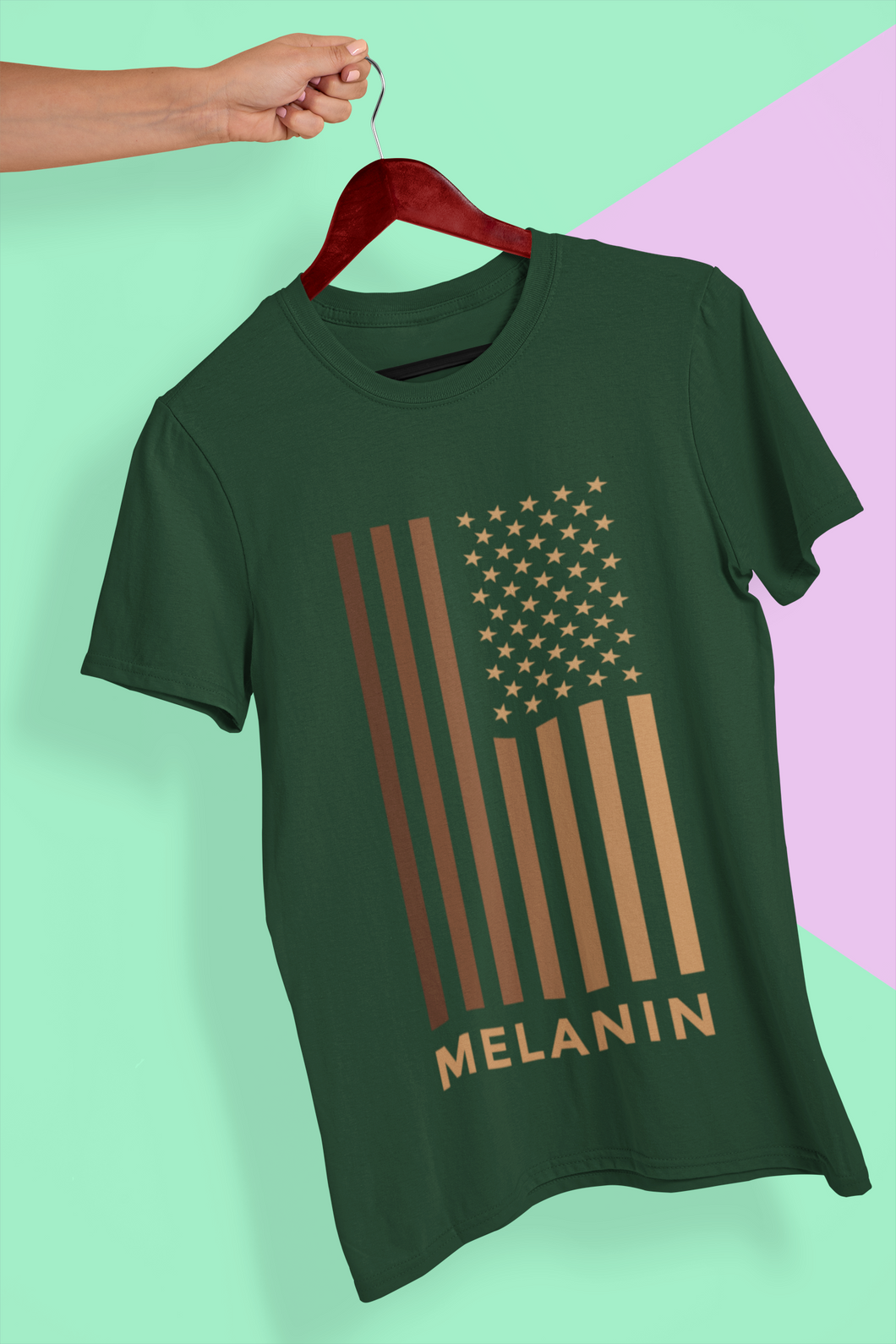 Melanin USA Flag Mens Half Sleeves T-shirt- KidsFashionVilla