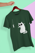 Load image into Gallery viewer, Cat Staring At Fish Mens Half Sleeves T-shirt- KidsFashionVilla
