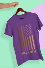 Load image into Gallery viewer, Melanin USA Flag Women Half Sleeves T-shirt- KidsFashionVilla
