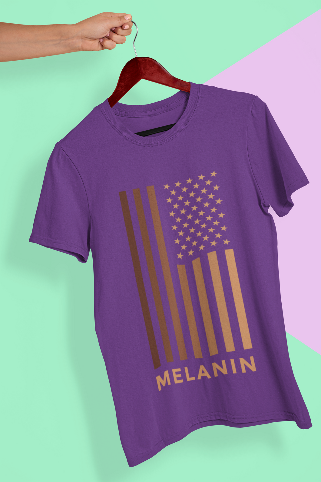 Melanin USA Flag Women Half Sleeves T-shirt- KidsFashionVilla