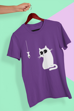 Load image into Gallery viewer, Cat Staring At Fish Mens Half Sleeves T-shirt- KidsFashionVilla
