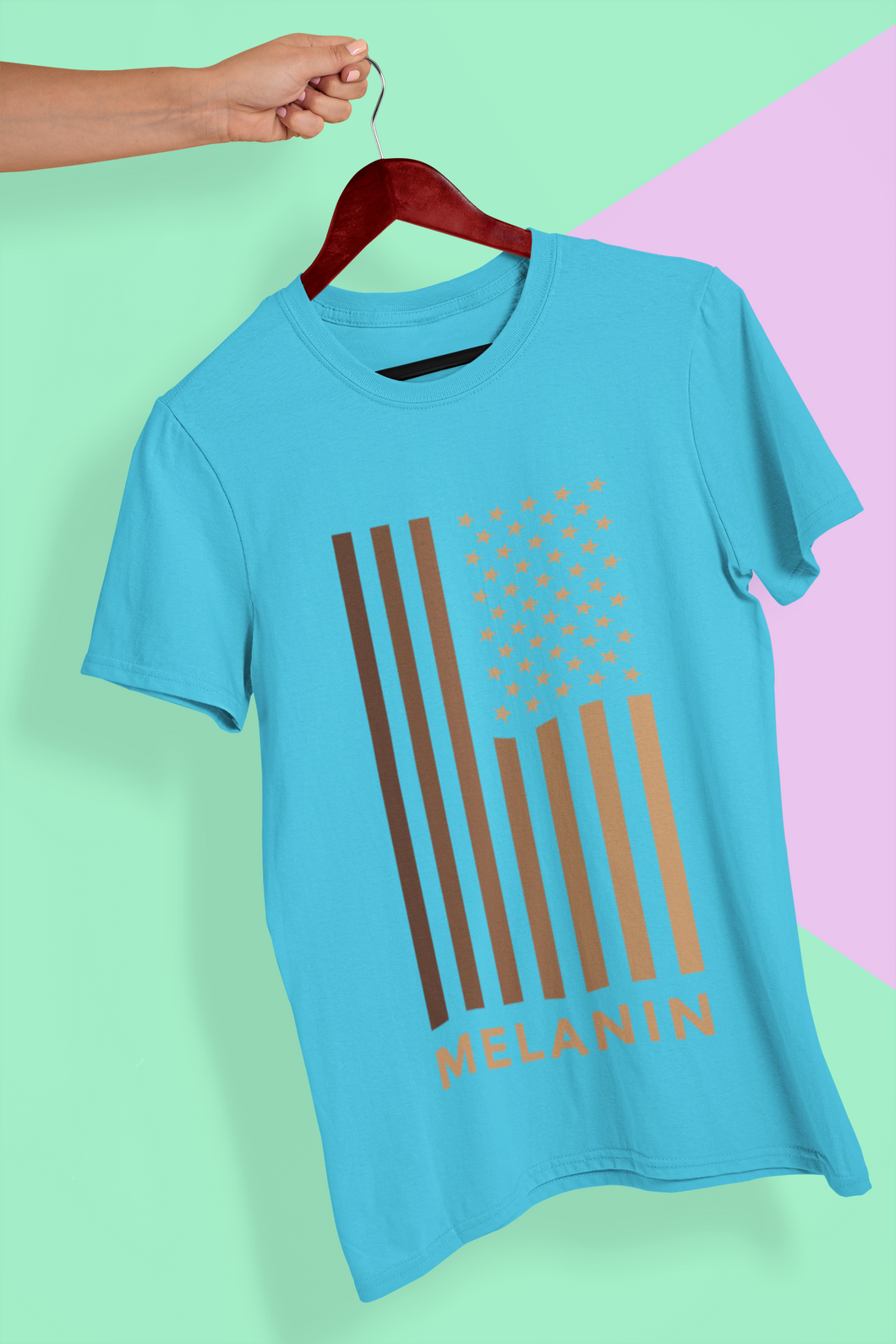 Melanin USA Flag Mens Half Sleeves T-shirt- KidsFashionVilla