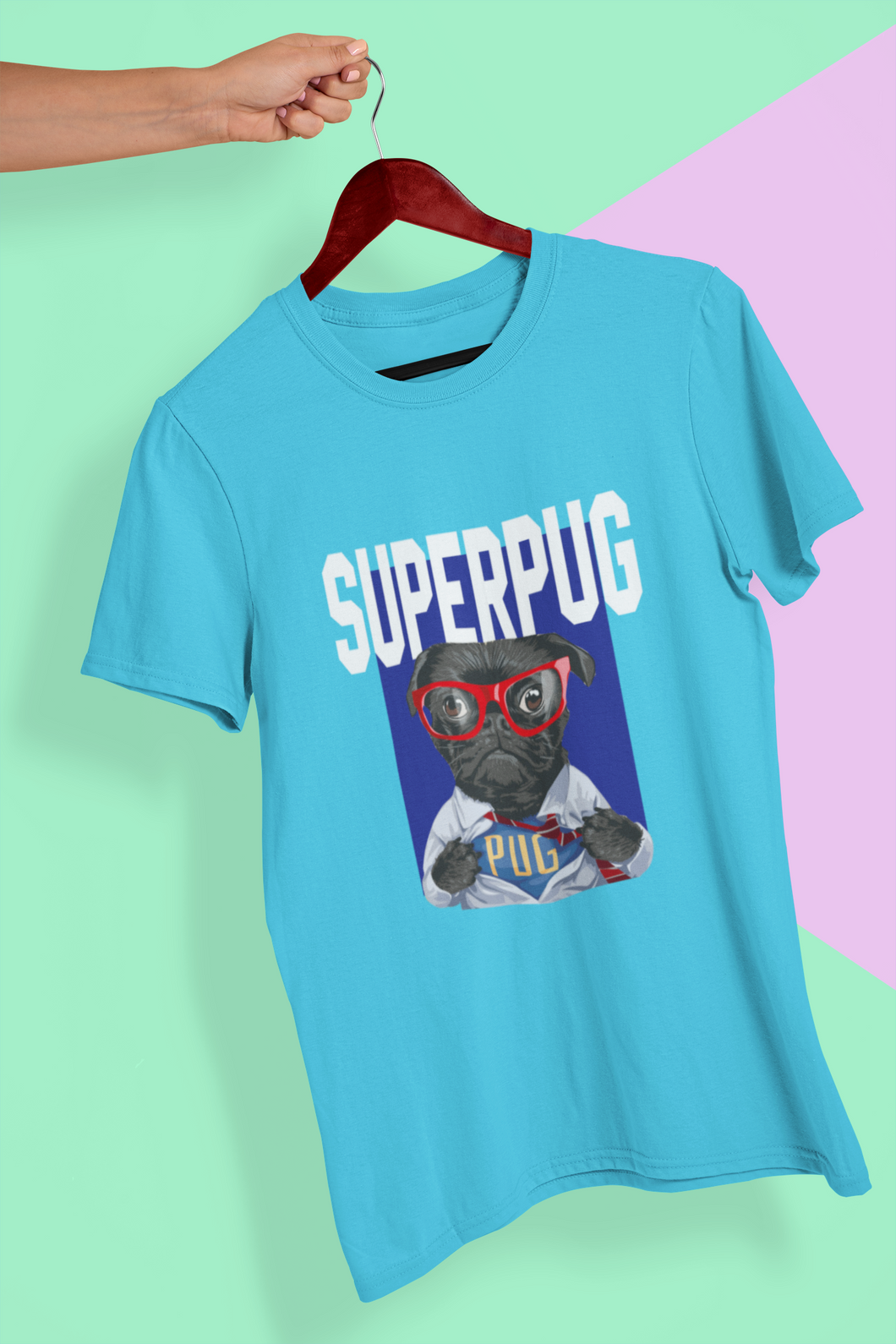 Superhero Pug Mens Half Sleeves T-shirt- KidsFashionVilla