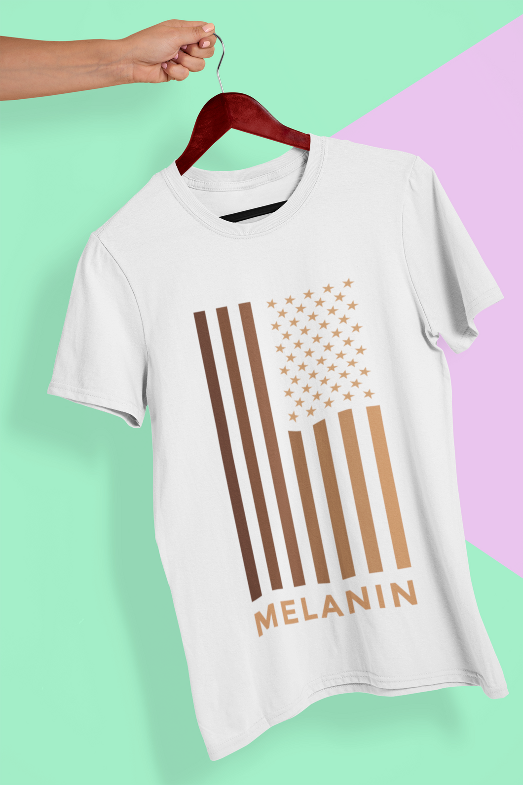 Melanin USA Flag Mens Half Sleeves T-shirt- KidsFashionVilla