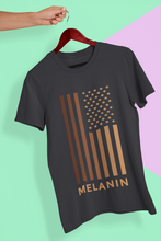 Load image into Gallery viewer, Melanin USA Flag Mens Half Sleeves T-shirt- KidsFashionVilla
