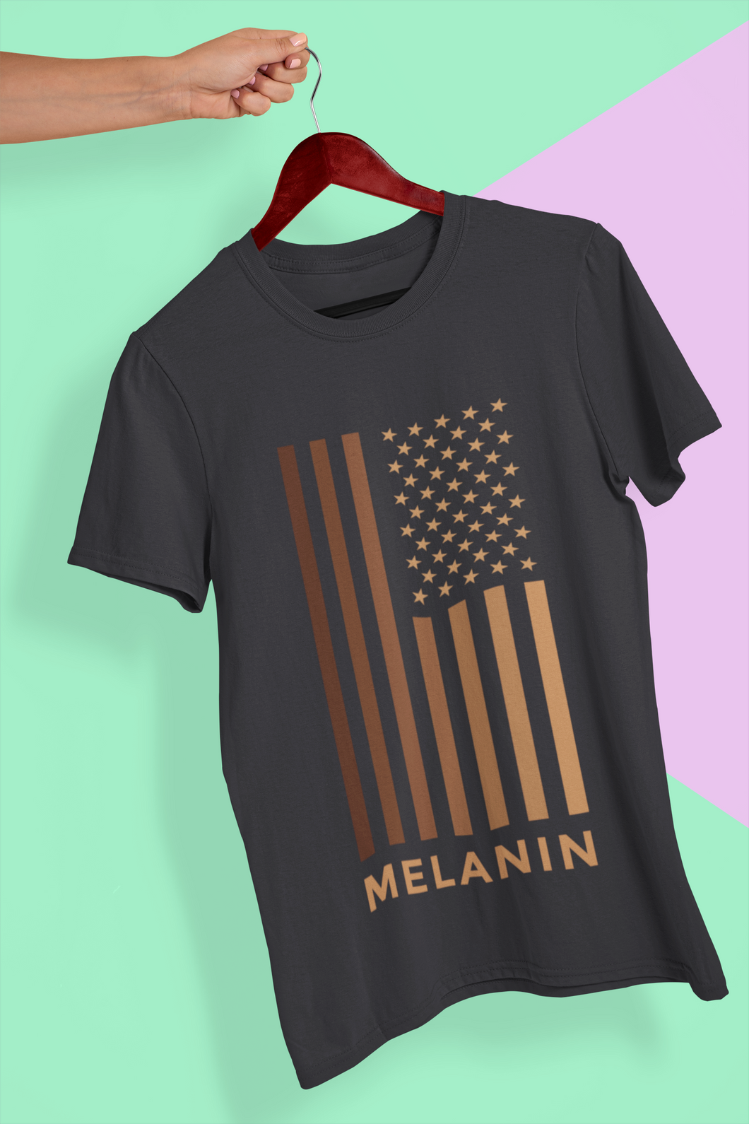 Melanin USA Flag Mens Half Sleeves T-shirt- KidsFashionVilla