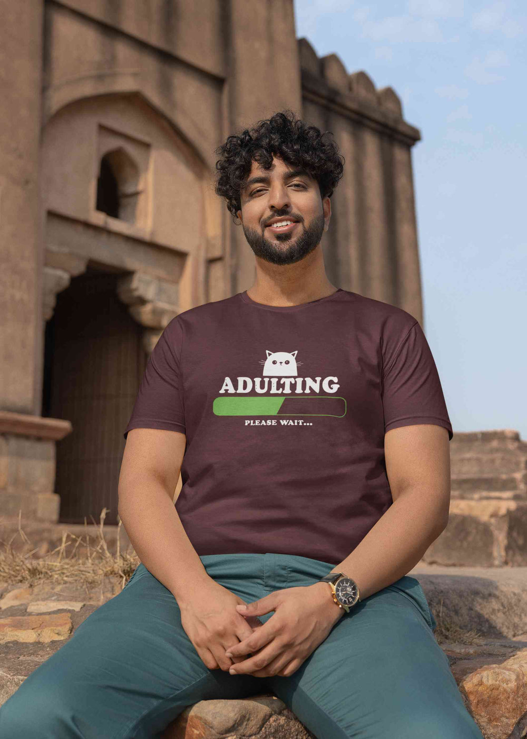 Adulting Please Wait Mens Half Sleeves T-shirt- KidsFashionVilla