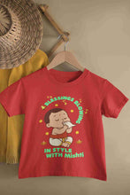 Load image into Gallery viewer, Custom Name Blessing Blowing In Style With Durga Puja Half Sleeves T-Shirt For Girls -KidsFashionVilla
