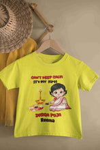 Load image into Gallery viewer, Custom Name Can Not Keep Calm Its Time For Durga Pooja Half Sleeves T-Shirt For Girls -KidsFashionVilla
