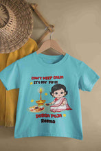 Load image into Gallery viewer, Custom Name Can Not Keep Calm Its Time For Durga Pooja Half Sleeves T-Shirt For Girls -KidsFashionVilla
